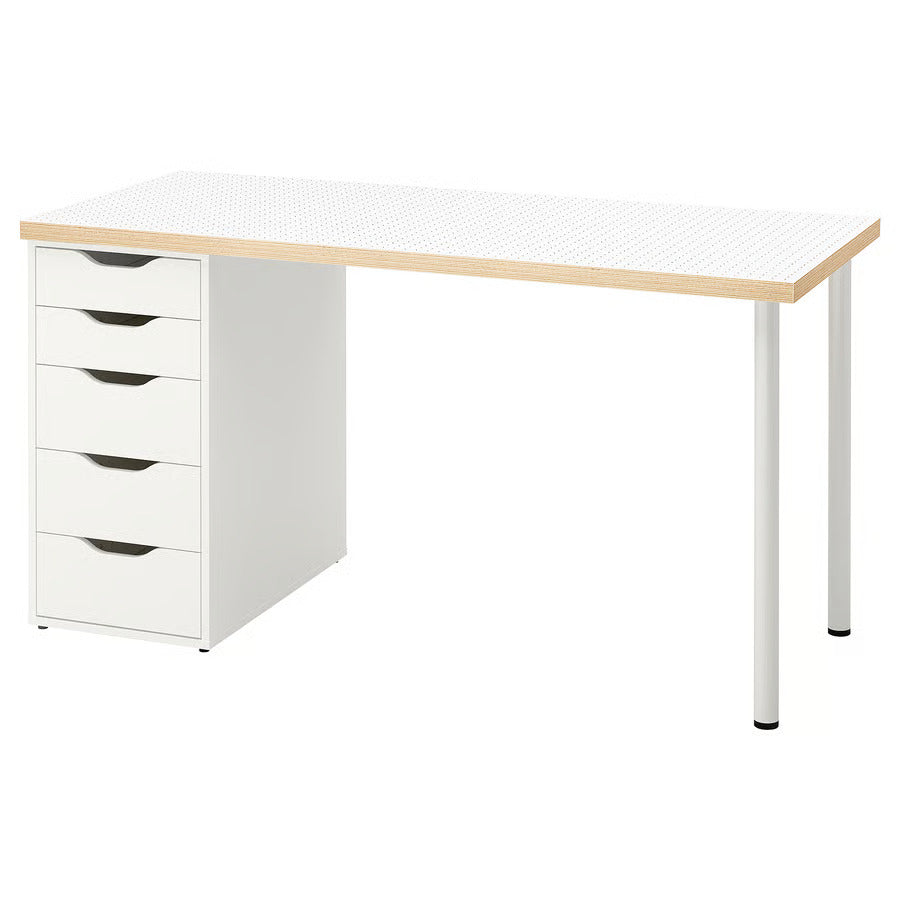 IKEA LAGKAPTEN / ALEX Desk, dot pattern/black white, 55 1/8x23 5/8 "