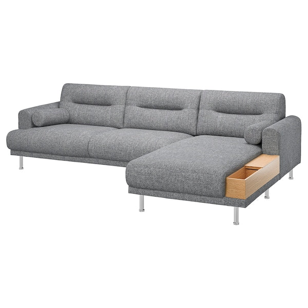 IKEA LÅNGARYD Sofa w chaise, right, Lejde gray/black/metal