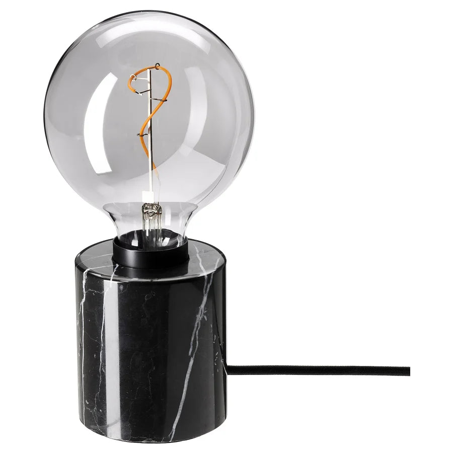 IKEA MARKFROST / MOLNART Table lamp with LED bulb, black/gray clear glass, 5 "