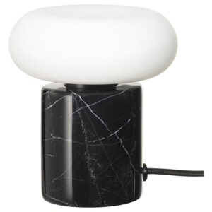 IKEA MARKFROST / MOLNART Table lamp with LED bulb, black/marble black