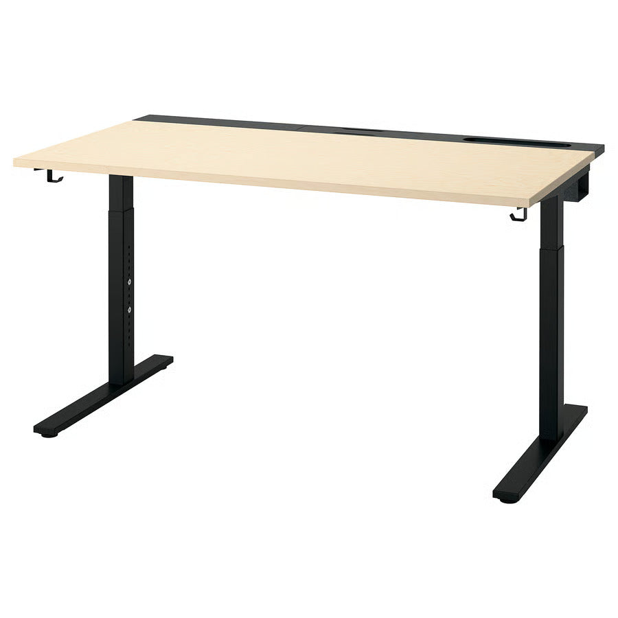 IKEA MITTZON Desk, birch veneer/black, 55 1/8x31 1/2 "
