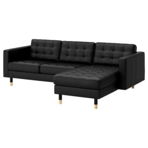 IKEA MORABO Sofa with chaise, Grann/Bomstad black/wood