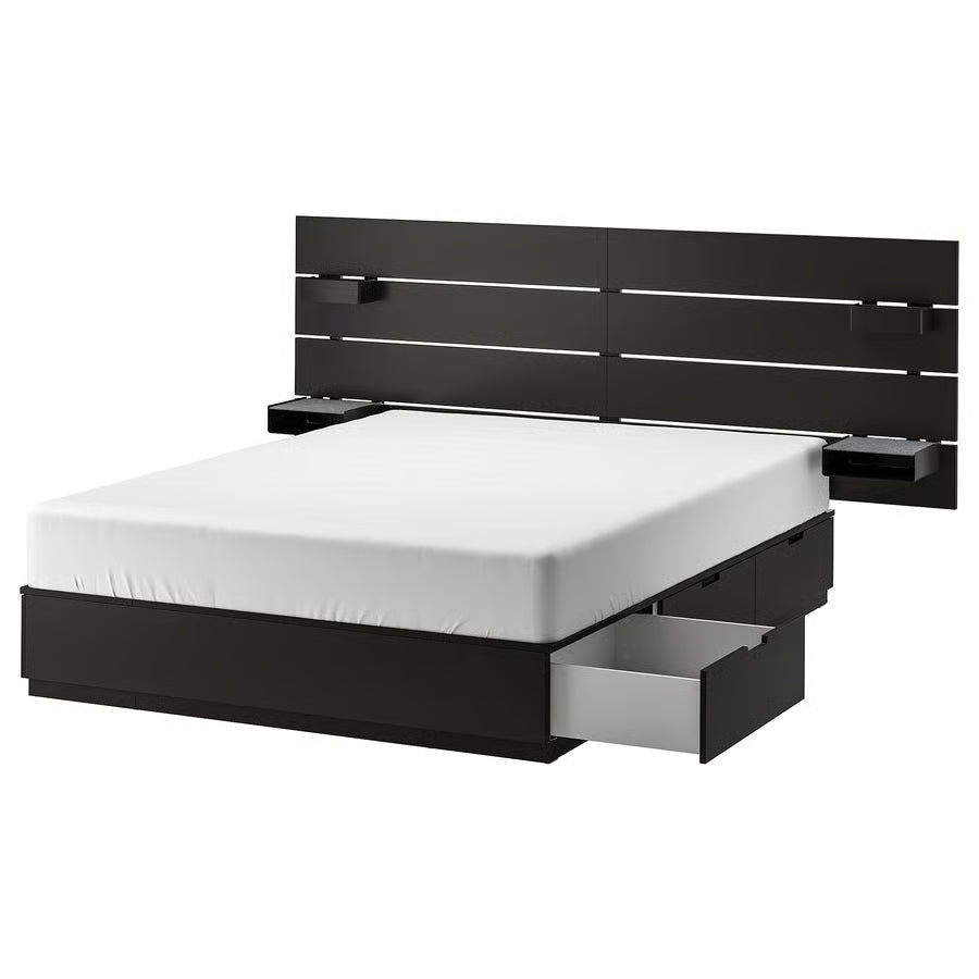IKEA NORDLI Bed with headboard and storage, anthracite, Queen