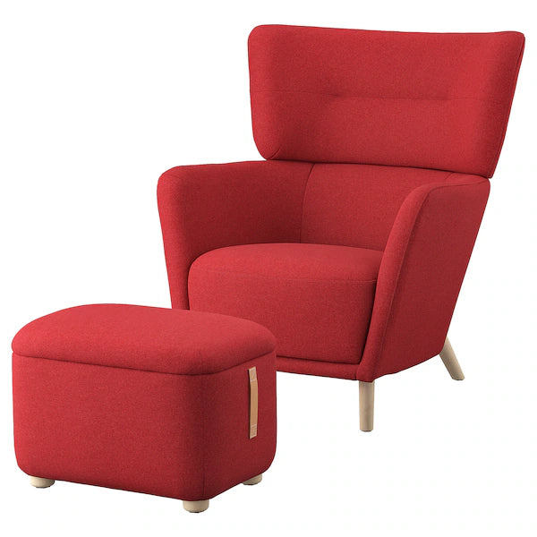IKEA OSKARSHAMN Wing chair with ottoman, Tonerud red