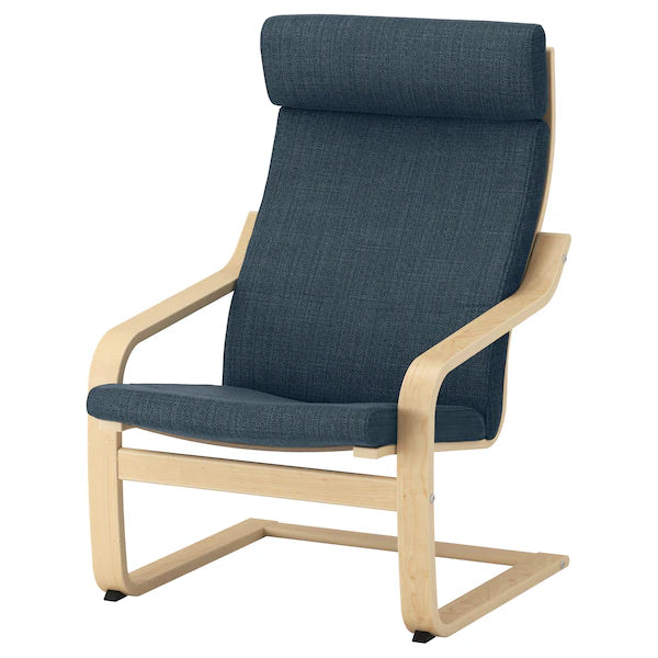 IKEA POÄNG Armchair, birch veneer/Hillared dark blue