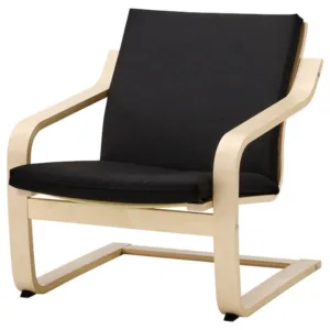 POÄNG Low-back armchair, natural/beige/Vissle black