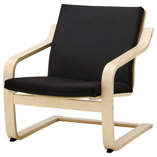 POÄNG Low-back armchair, natural/beige/Vissle black