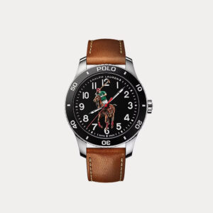 Ralph Lauren 42 MM Polo Player Steel Black Dial