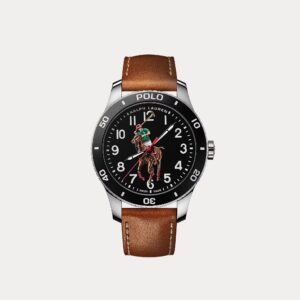 Ralph Lauren 42 MM Polo Player Steel Black Dial