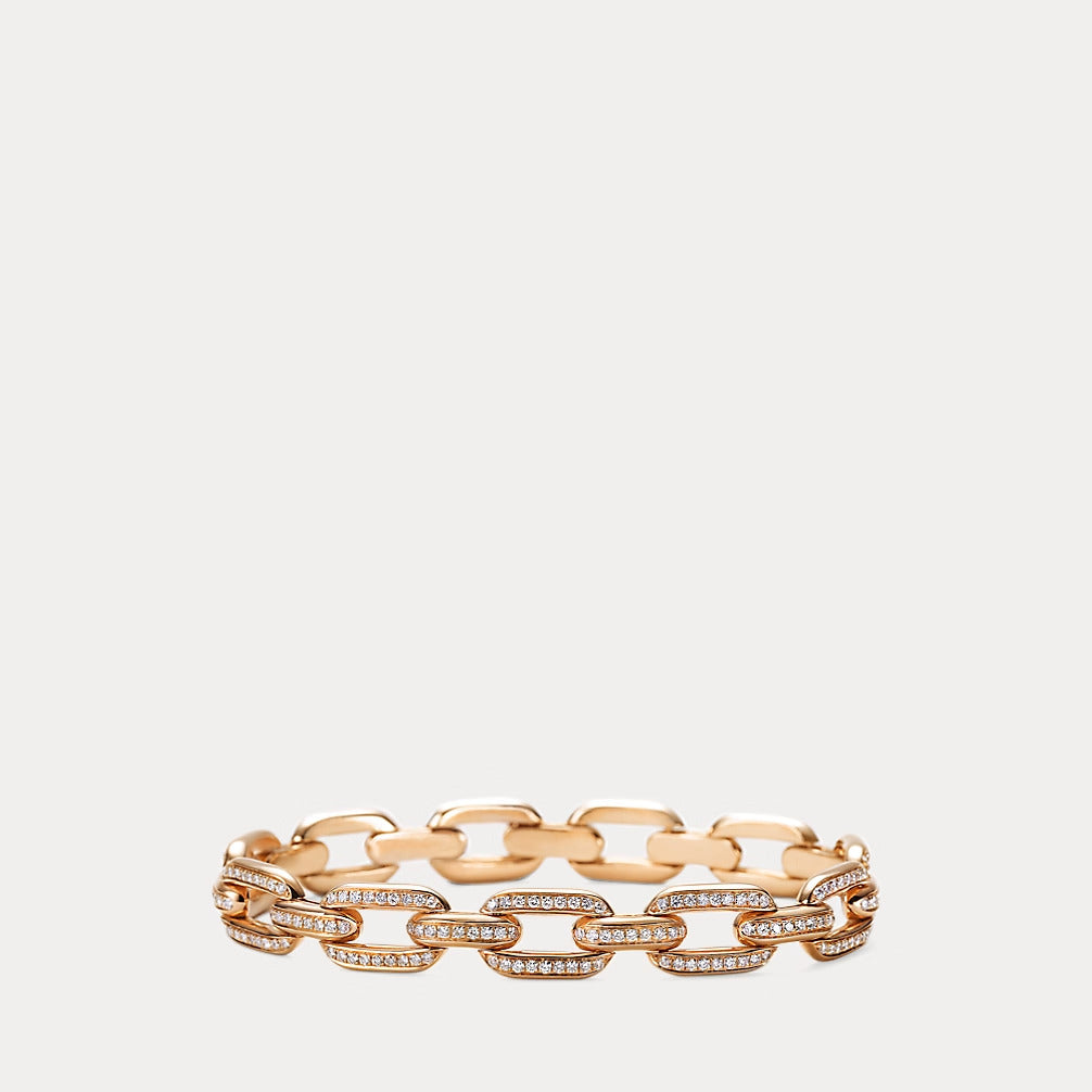 Ralph Lauren Pavé Diamond Rose Gold Chain Bracelet