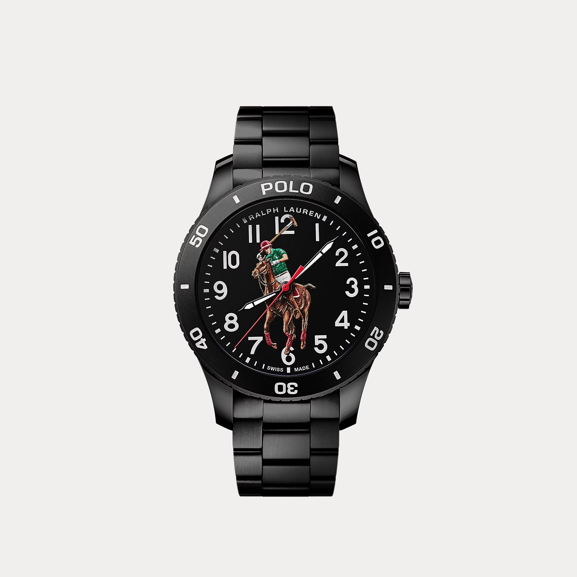 Ralph Lauren Polo Watch Black Dial Steel Bracelet