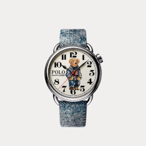 Ralph Lauren 42 MM Denim Polo Bear Steel White Dial