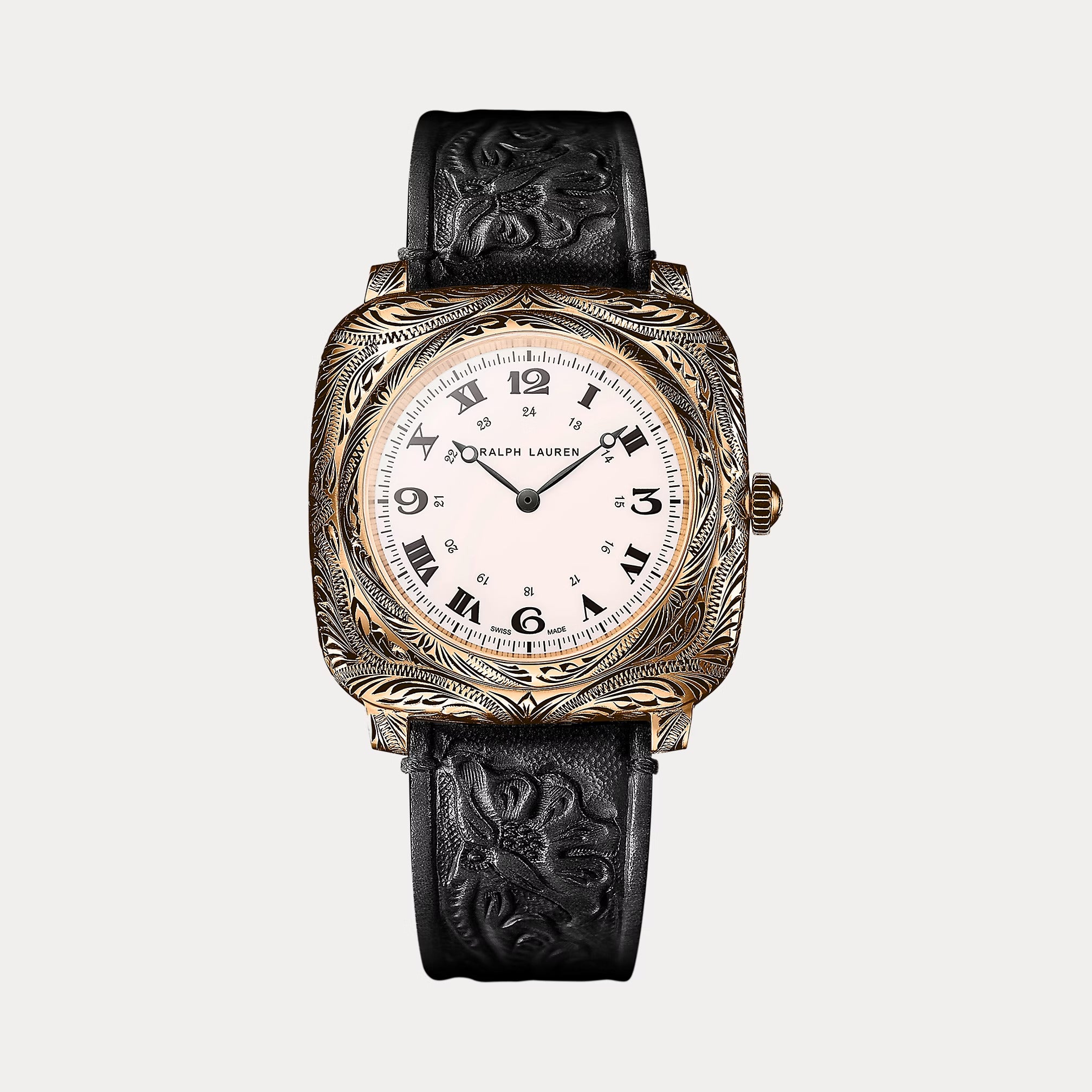 Ralph Lauren Cushion 42 MM Engraved Rose Gold Watch