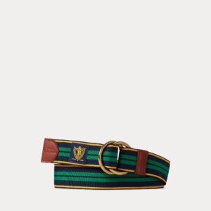 Ralph Lauren Leather-Trim Striped Belt