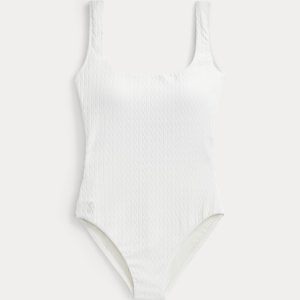Ralph Lauren Cable-Motif Scoopback One-Piece