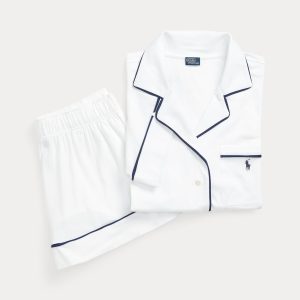 Ralph Lauren Piped Jersey Short-Sleeve Pajama Set