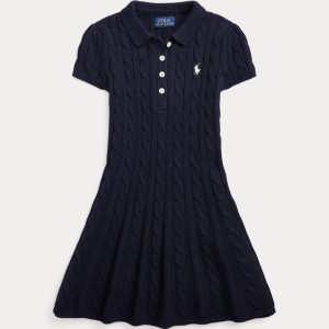 Ralph Lauren Cable-Knit Cotton Polo Sweater Dress