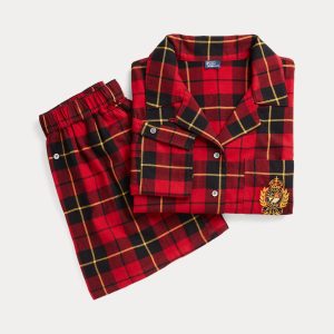 Ralph Lauren Crop Top & Boxer Plaid Flannel PJ Set