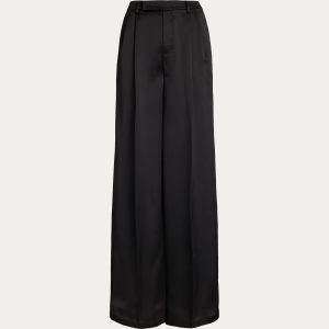 Ralph Lauren Pleated Satin Charmeuse Wide-Leg Pant