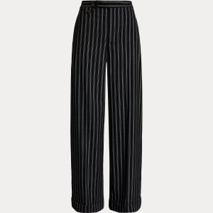 Ralph Lauren Striped Wool-Blend Twill Wide-Leg Pant