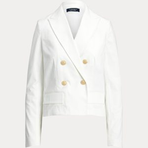 Ralph Lauren Double-Breasted Canvas Cropped Blazer