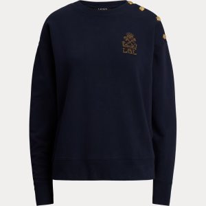 Ralph Lauren Button-Trim French Terry Sweatshirt