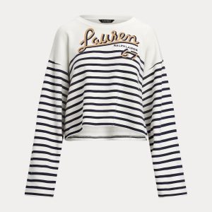 Ralph Lauren Striped French Terry Cropped Sweatshirt