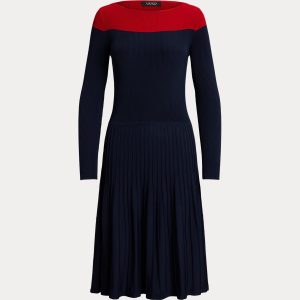 Ralph Lauren Two-Tone Pointelle-Knit Dress