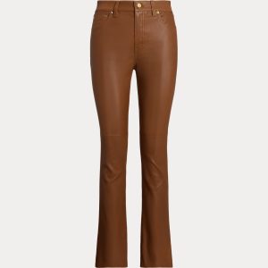 Ralph Lauren High-Rise Lambskin Straight Ankle Pant