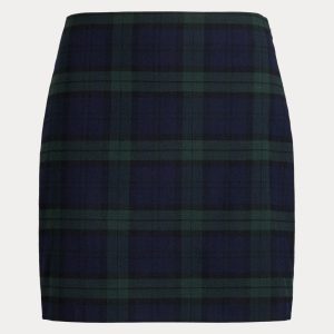 Ralph Lauren Plaid Wool-Blend Twill Pencil Miniskirt