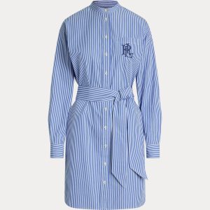 Ralph Lauren Striped Belted Broadcloth Shirtdress