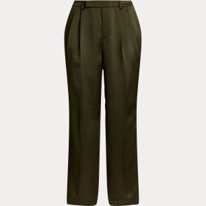 Ralph Lauren Pleated Satin Charmeuse Wide-Leg Pant