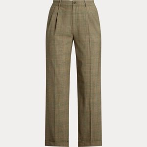 Ralph Lauren Glen Check Pleated Stretch Wool Pant