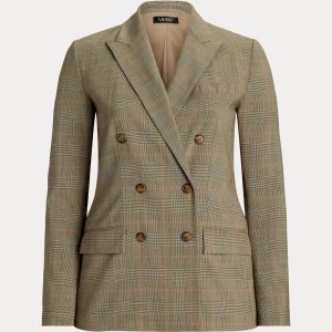 Ralph Lauren Glen Check Double-Breasted Wool Blazer