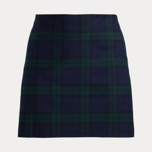 Ralph Lauren Plaid Wool-Blend Twill Pencil Miniskirt