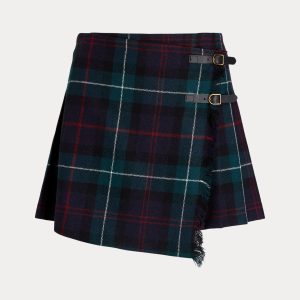 Ralph Lauren Plaid Pleated Wrap Skirt