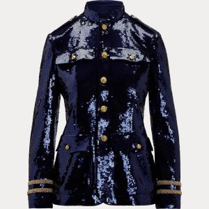 Ralph Lauren Sequined Stand-Collar Blazer