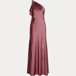 Ralph Lauren Satin Charmeuse One-Shoulder Gown