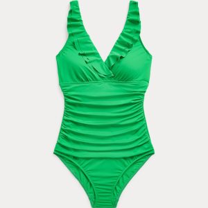 Ralph Lauren Ruffle-Trim Surplice One-Piece