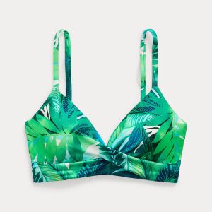Ralph Lauren Palm-Frond-Print Twist-Front Bikini Top