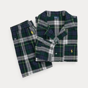 Ralph Lauren Crop Top & Boxer Plaid Flannel PJ Set