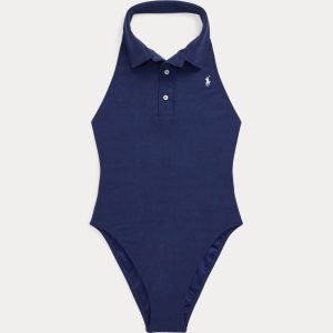 Ralph Lauren Halter Polo-Collar One-Piece Swimsuit