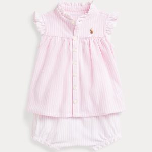 Ralph Lauren Striped Knit Oxford Top & Bloomer Set