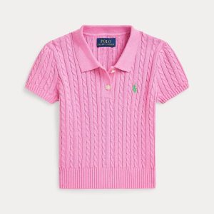 Ralph Lauren Mini-Cable Cotton Polo Sweater