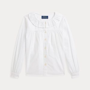 Ralph Lauren Ruffled Linen-Cotton Shirt