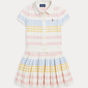 Ralph Lauren Striped Cotton Cardigan & Skirt Set