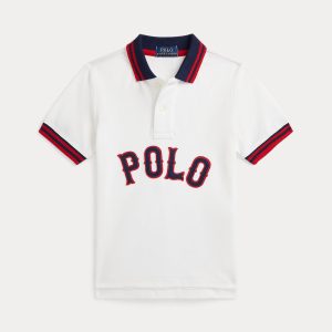 Ralph Lauren Baseball-Logo Cotton Mesh Polo Shirt