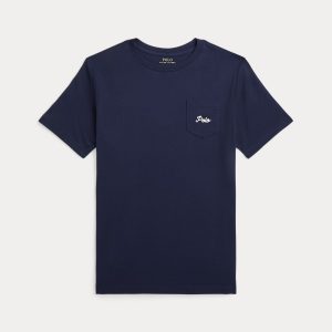 Ralph Lauren Dog-Print Cotton Jersey Pocket Tee