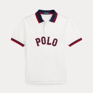 Ralph Lauren Baseball-Logo Cotton Mesh Polo Shirt