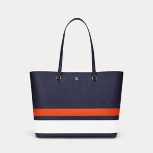 Ralph Lauren Crosshatch Leather Large Karly Tote Bag